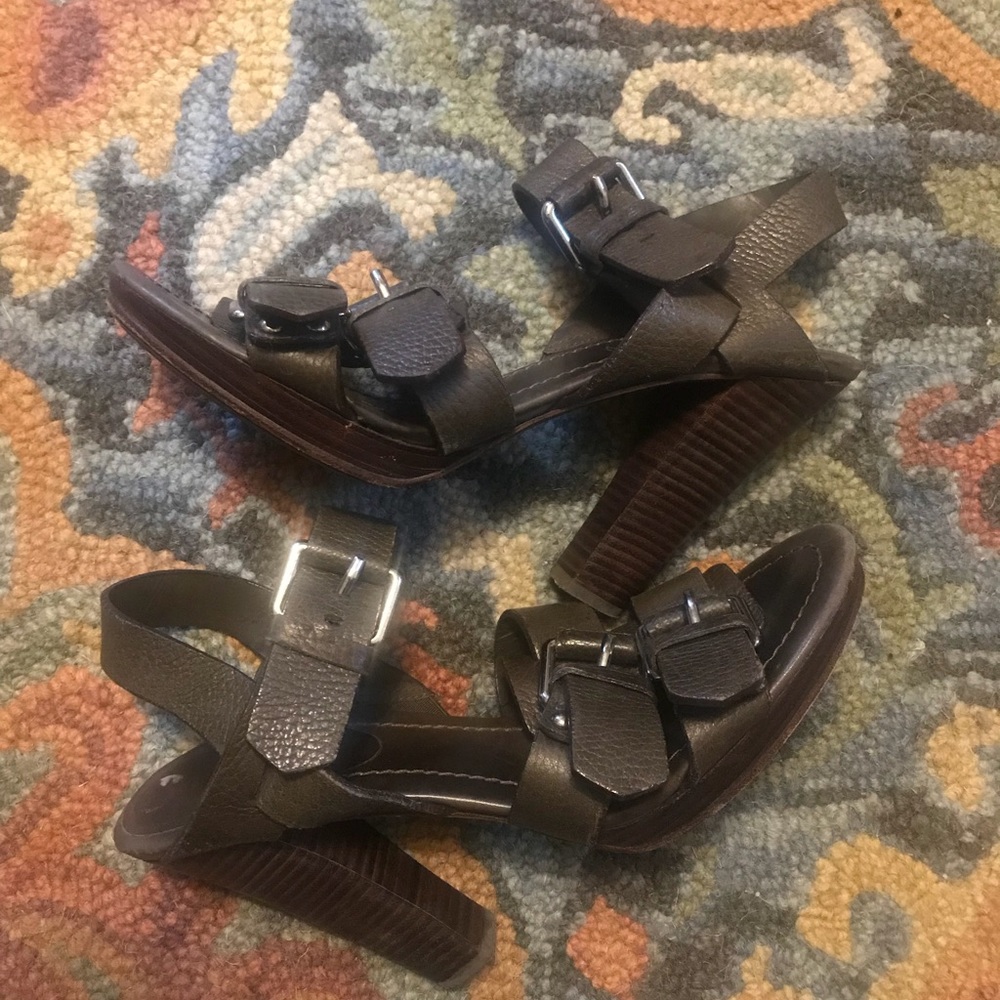 Theory Brown Leather Platform Sandals